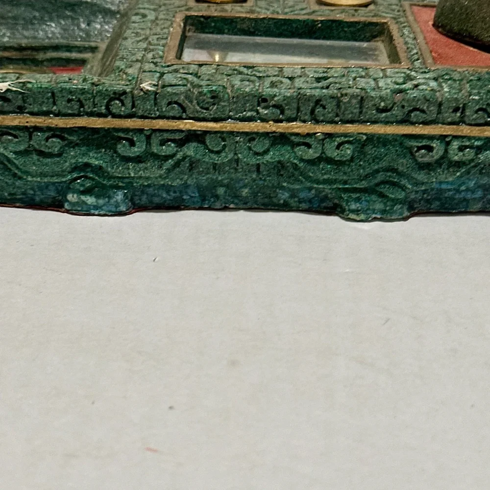 Elegant Green Desk Organizer with Pen Holders